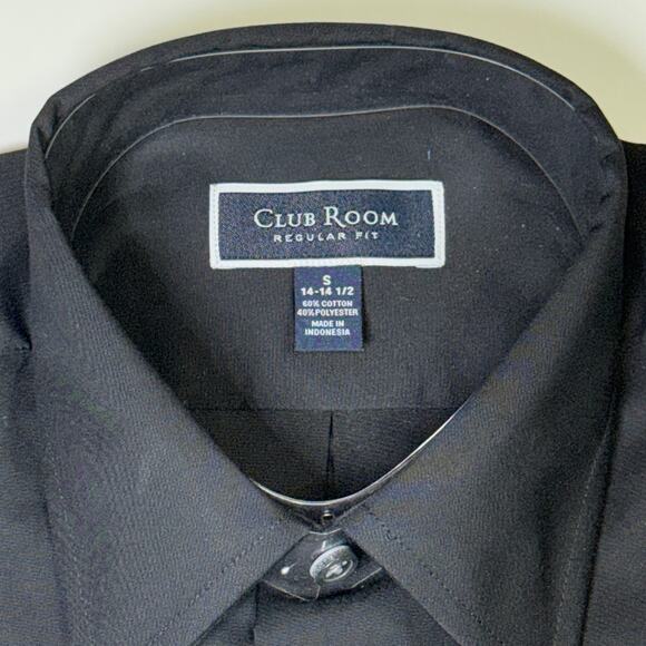 Club Room Men's Regular-Fit solid Dress Shirt, deep black small neck $50 - Picture 4 of 4